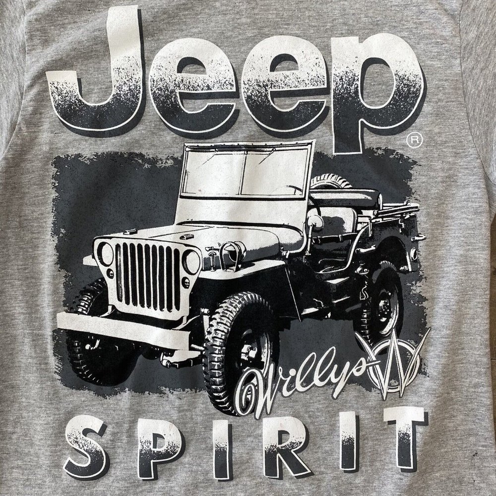 Willys Jeep T Shirt Graphic Logo Size Small Short Sleeve Gray *Pinhole